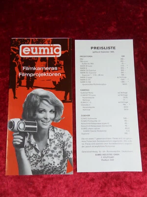 eumig Filmkameras Filmprojektoren: Broschüre mit Zeitgenössisischer Preisliste. - Bild 1 von 4