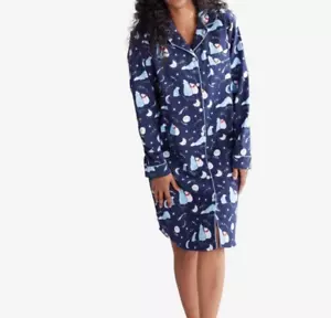 COMPANY STORE Polar Bear Flannel Nightshirt-Navy-NIP Women Small (RUNS LARGE) - Bild 1 von 1