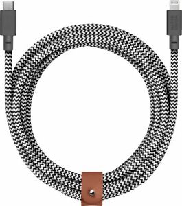 Native Union 10' USB-C to Lightning Zebra Braided Belt Cable XL MFi Certified