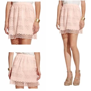 Vince Camuto Womens Pink Lace Overlay Pull On Stretch elastic A-Line Skirt Sz S - Picture 1 of 6
