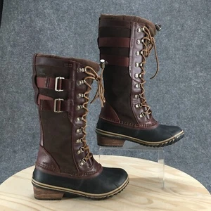 Sorel Snow Boots Womens 8 Conquest Carly Brown Mid-Calf Lace Up Block NL2273-628 - Picture 1 of 16