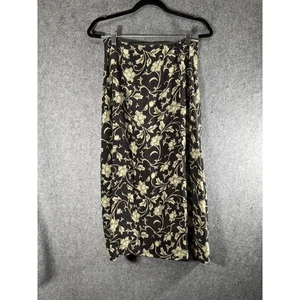 Y2K Skirt Women 12 P Silk Dark Floral Midi Forest Fairy Whimsical Cottagecore - Picture 1 of 7