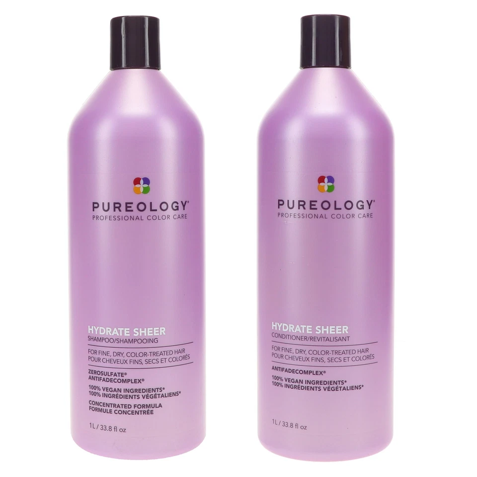Champú Pureology Hydrate Sheer 33,8 oz e hidrate acondicionador transparente 33,8 oz Foto 1 de 4