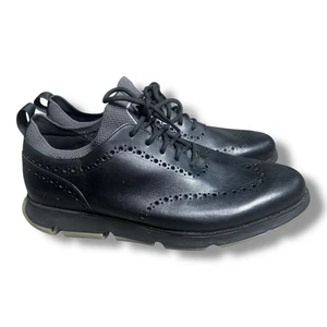 Cole Haan 4.ZERØGRAND Wingtip Oxford Shoes Sz 12 Used Black Leather - Picture 1 of 7