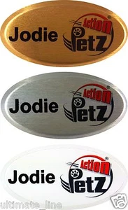 Personalisiertes Namensschild Vollfarbig Logo Druck Personalausweis Oval Aluminium/Anstecknadel - Bild 1 von 8