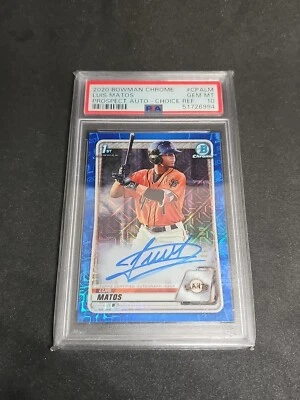 2020 Bowman Chrome Luis Matos Auto Blue Choice Refractor Giants /150 PSA 10 - Image 1 of 2