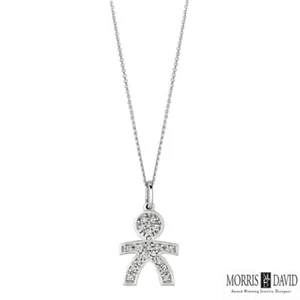 0,13 Karat natürlicher Diamant Junge Halskette 14K Weißgold G SI 18" - Bild 1 von 1