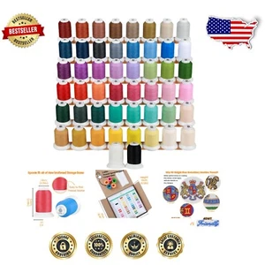 60WT Frosty Matt Embroidery Thread Kit - 50 Colors, 660 Yards Each for Fine D... - Picture 1 of 8