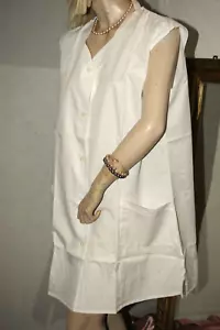 Neu! HAUSKLEID Schürze Kittel Kleiderschürze Apron weiß PE- Baumwolle Riegel 48 - Bild 1 von 5