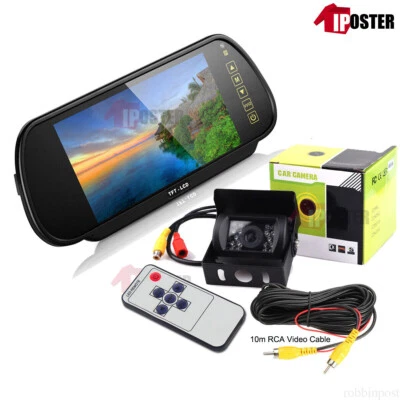 7" Rear View Mirror Monitor and 18 Infrared LEDs Reversing Camera 10m For Truck - Image 1 of 4