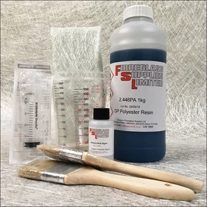 1kg Fibreglass GRP Polyester Resin, Hardener & Syringe Kit - Lloyds Approved - Picture 1 of 9