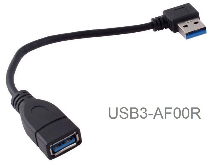 8in USB 3.0 A-Male Right-Angle to A-Female Short Extension Cable, USB3-AF00R - Image 1 of 1