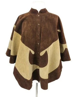 Capa de gamuza de cuero Penélope vintage para mujer talla única marrón remolino mexicano Foto 1 de 4