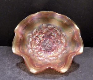 Northwood Carnival Three Fruits Medallion Marigold Collar Based Bowl - MINT - Picture 1 of 1