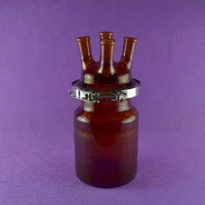 Lab Brown Glass Four Necks Cylinder Reaction Flask - Picture 1 of 3