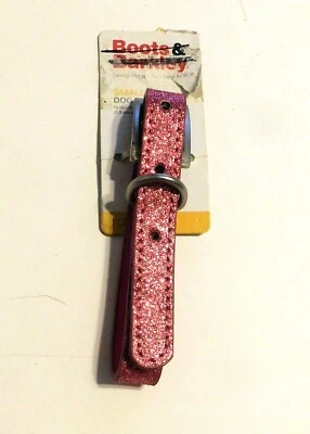 Small pink Glitter Dog Collar, Metal Buckle,5/8"    - Image 1 of 2