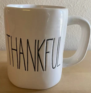Taza de café con hoyuelos inspirada en Rae Dunn marfil “GRACIAS” taza de té gratitud - Imagen 1 de 7
