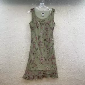 90s Y2K Vintage Midi Dress L Large 10 Petite Pistazia Green Floral Chiffon Mesh - Bild 1 von 10
