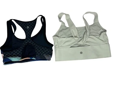 Lot Of 2 Small Athleta Sports Bra Yoga Workout  White Twist Back Soft Warrior - Image 1 of 4