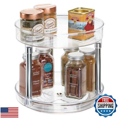 iDesign 9-Inch Recycled Plastic 2-Tier Lazy Susan Organizer – Linus Collectio - Image 1 of 4