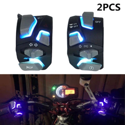 Interruptor de manillar de motocicleta 2X 7/8"" lámpara LED señal de giro bocina arranque botón de apagado Foto 1 de 4