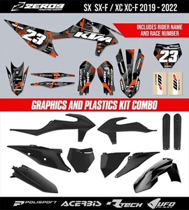 KTM CUSTOM MX GRAPHICS AND PLASTICS COMBO SX SXF XC XCF 2019-2022 LAZR BLK - Picture 1 of 8