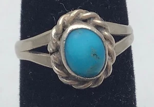 Anillo vintage de plata de ley con hermosa turquesa con una bolsa de regalo - Imagen 1 de 10
