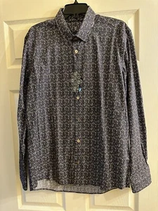 NWT Luchiano Visconti Black Colorful Geometric Abstract Button Down Shirt XLarge - Picture 1 of 4