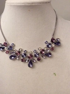 $ 125 Givenchy Silver Tone Multi Color Crystal Collar Necklace 124 GNA-3 - Picture 1 of 7