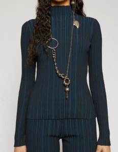 Acne Studios Jumper Sweater Top Size 8 XS Fitted Ribbed Mock Neck Midnight Blue - Bild 1 von 9