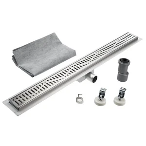 Edelstahl Duschrinne G022 50cm -120cm Siphon und Haarsieb als Set vers. Muster - Picture 1 of 17