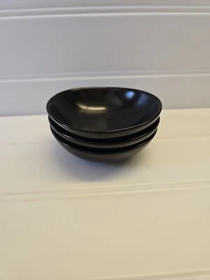 Crate & Barrel Black Mini Bowl New Set Of 3 3.5" Round - Image 1 of 3
