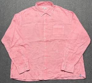 Peter Millar Shirt Mens XXL Pink Dyed Linen Coastal Garment Sport Button Up 2XL - Picture 1 of 9