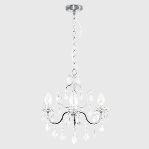Luz de techo MiniSun - Candelabro tradicional cromado IP44 3 vías vidrio gotitas - Imagen 1 de 10