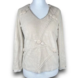Maglione Per Una M beige rosa con applicazioni M&S floreale boho cottagecore top - Foto 1 di 8