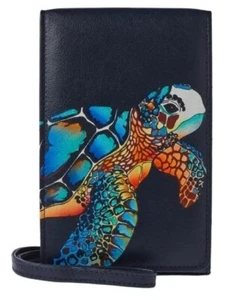 Anuschka Hand-Painted Leather Flap Crossbody-Guardian Spirit Navy-NWOT- $158 - Picture 1 of 11