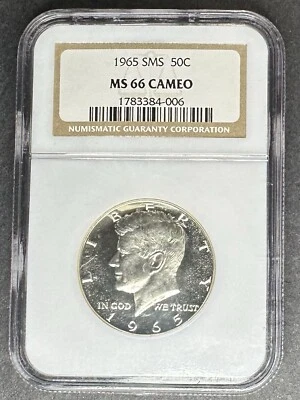 1965 SMS Kennedy Half Dollar NGC MS-66 Cameo, Buy 3 Items, Get $5 Off!! - Image 1 of 2