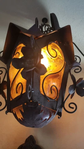 Vintage Hand Forged metal Spanish Revival Cage glass Blown Pendant Light SC21 Cover