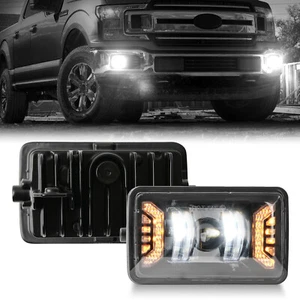 FOR FORD F150 2015-2020 2X 50W LED FOG LIGHTS W WHITE DRL&AMBER TURN SIGNAL LAMP - Picture 1 of 14