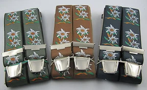 Hosenträger Edelweiß 3 Farben& 3 Längen+2 Formen 120-140 cm H.u.X Form elastisch - Bild 1 von 3