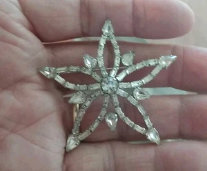 Antique Vintage 1950 Signed Jay Flex Sterling Silver Rhinestone Star Brooch - Picture 1 of 8