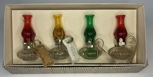 Vintage Set of 4 Lamp Lite Perfume Lamp Lite Oil Lamp Perfume Bottles - Picture 1 of 13