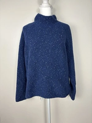 Eileen Fisher Sweater Women’s XXS Blue Textured Speckle Organic Cotton Mock Neck - Image 1 of 4