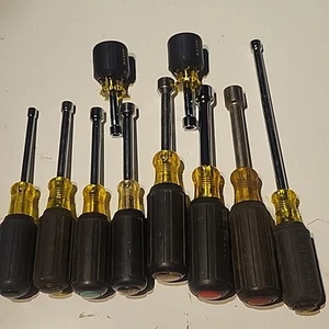 Klein Tools Electrical Tools Used 10pc Nut Driver Lot USA 3/16 - 1/2 - Picture 1 of 3