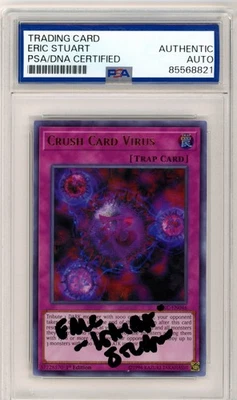 PSA Eric Stuart Signed Crush Card Virus (Version 1) LCKC-EN046 Yu-Gi-Oh! TCG - Image 1 of 2