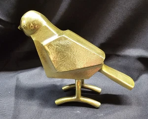 Minimalist Brutalist Bird Gold Metal Figurine 6" Tall Home Decor Modern Design - Picture 1 of 9