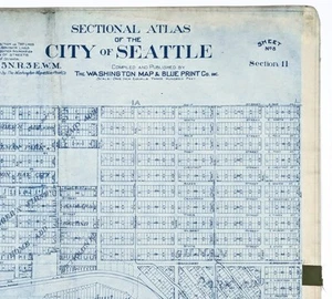 1900 SEATTLE Map SOUTH BALLARD - SALMON BAY (24x22) ORIGINAL Washington - Picture 1 of 7