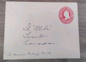 Cubierta postal vintage de Estados Unidos - Sobre de los años 50 enviado a Canadá sin matasellos  - Imagen 1 de 2