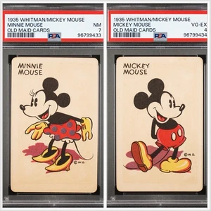 Disney 1935 Whitman MICKEY MOUSE + MINNIE MOUSE Old Maid PSA Graded Cards - Picture 1 of 2