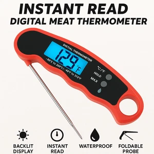 Instant Read Digital Meat Thermometer BBQ Grill Food Probe w/ Backlit Display - Bild 1 von 8